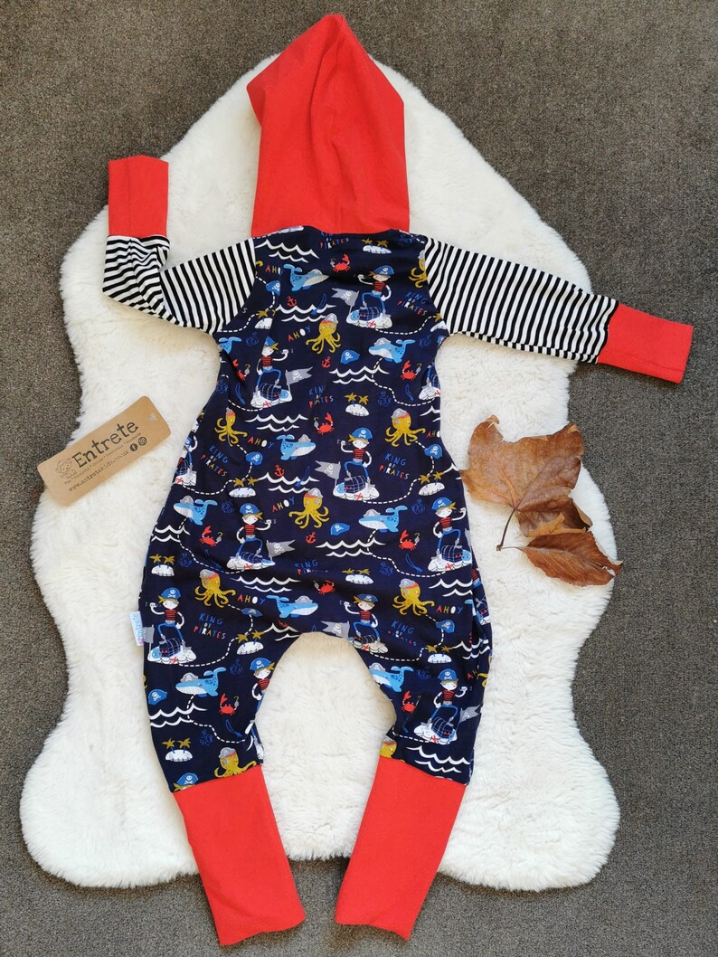 Unique Kids Clothes Fun Baby Romper Little Pirates Unisex Kids Romper Boys Hooded Romper Fun Pirate Playsuit Kids Pirate Romper