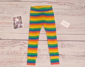 Regenbogen Streifen Leggings | Bunte Leggings | Baby-Leggings | Unisex Leggings | Baby Geschenk | Baby Hose | Leggings und Top Set | Regenbögen
