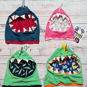 Capucha de aleta de tiburón / Gorro divertido de dinosaurio / Capucha de dinosaurio rosa / Pasamontañas de dinosaurio verde / Capucha de cocodrilo / Gorro divertido de cocodrilo / Pasamontañas divertido
