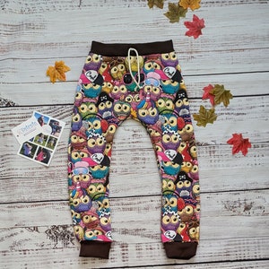 Cartoon Owls Joggers | Owls Harem Joggers | Kids Harem Pants | Stylish Pants | Soft Baby Trousers | Colourful Owls Jogger | Fun Owls Bottoms