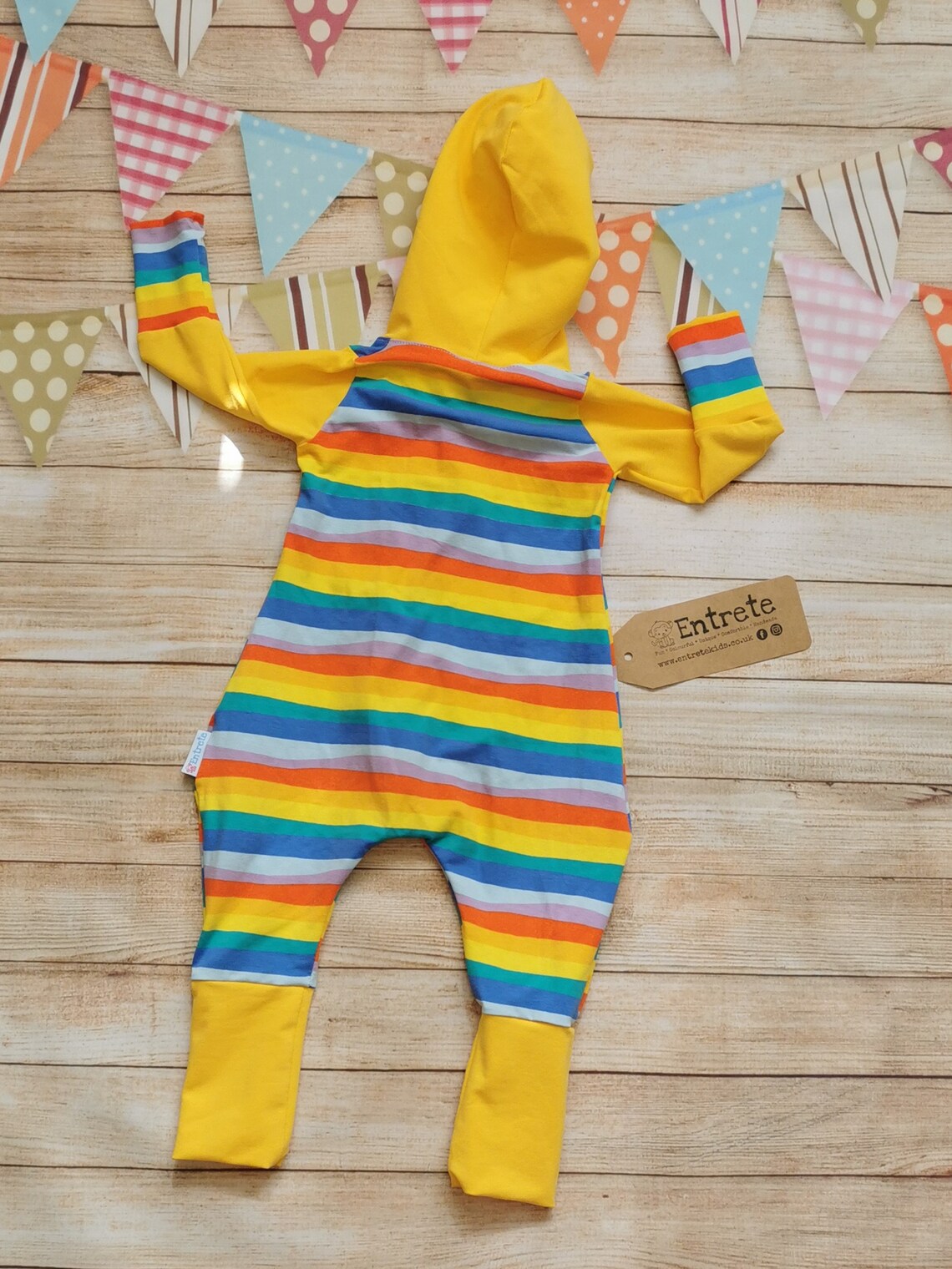 Kids Rainbow Romper Yellow Rainbow Romper Unisex Hooded - Etsy UK