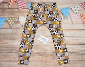 Joggingbroek boerderijdieren | Farmyard-broek voor kinderen | Uniseks harembroek | Schapenbroek baby's | Koeienbroek kinderen | Leuke kinderbroek | Checkboard-broek