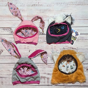 Cute Cat Hood | Fun Fox Hat | Pink Bunny Hood | Grey Rabbit Balaclava | Furry Fox Hood | Furry Cat Hat | Fun Balaclava | Cute Bunny Hat