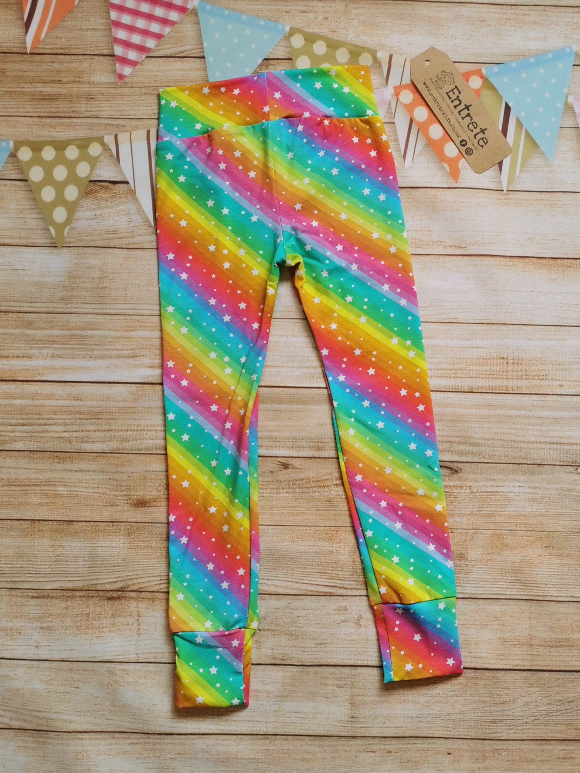 Rainbow Stars Leggings Colourful Girls Leggings Girls Star Etsy