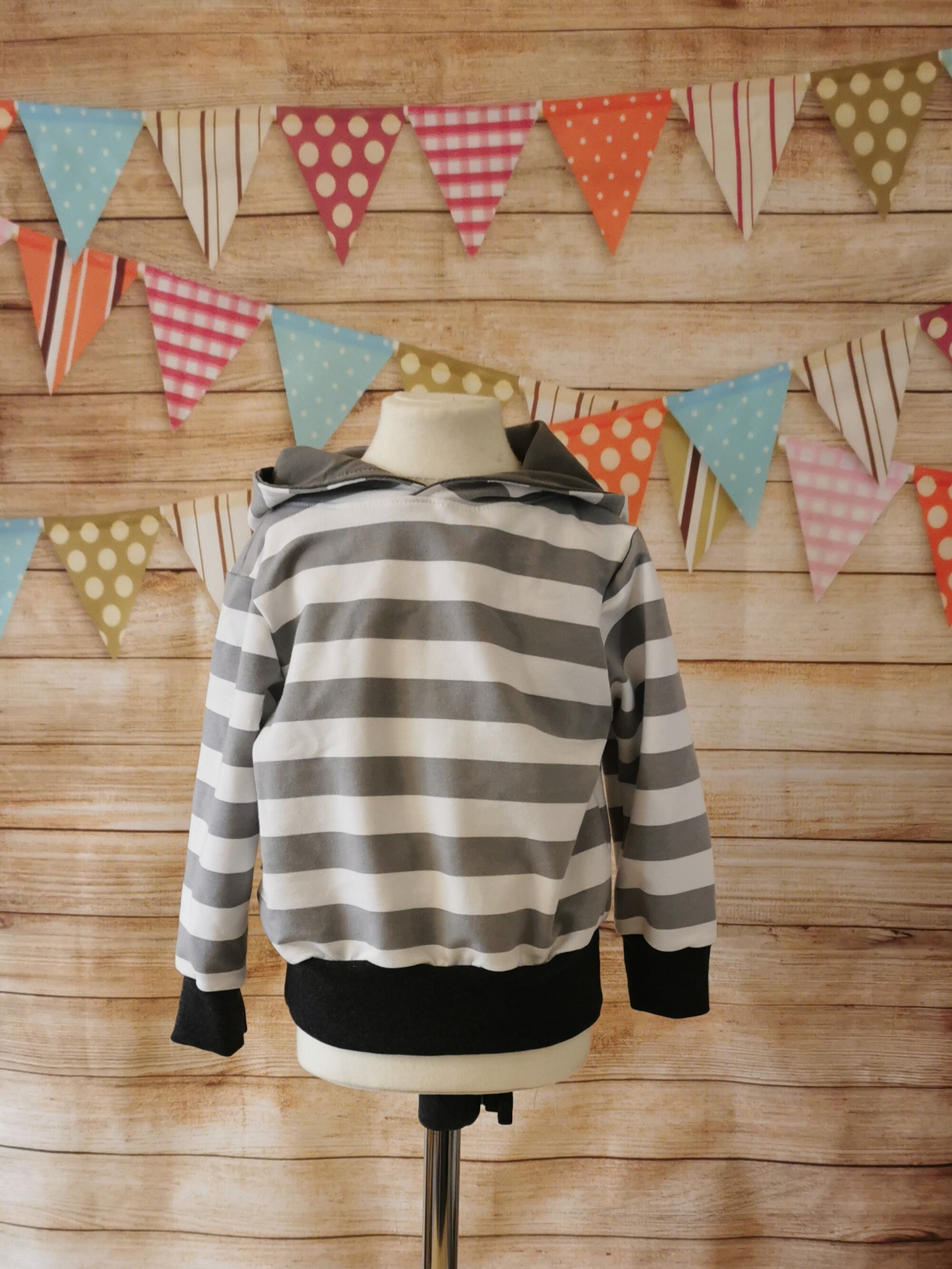 Bunny Rabbit Hoodie | Grey Striped Bunny Top | Unisex Kids Hoodie ...