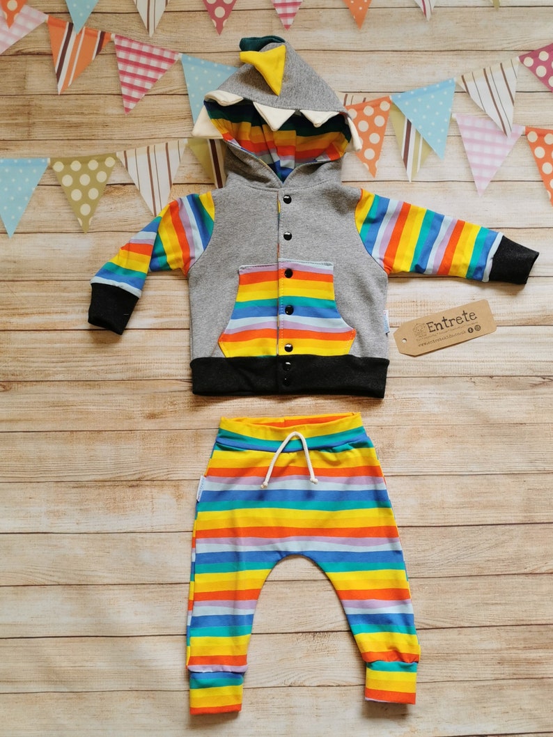 Rainbow Stiped Joggers Colourful Harem Joggers Baby Harem Pants Baby Gift Joggers and Top Rainbow Striped Pants Unisex Trousers image 4