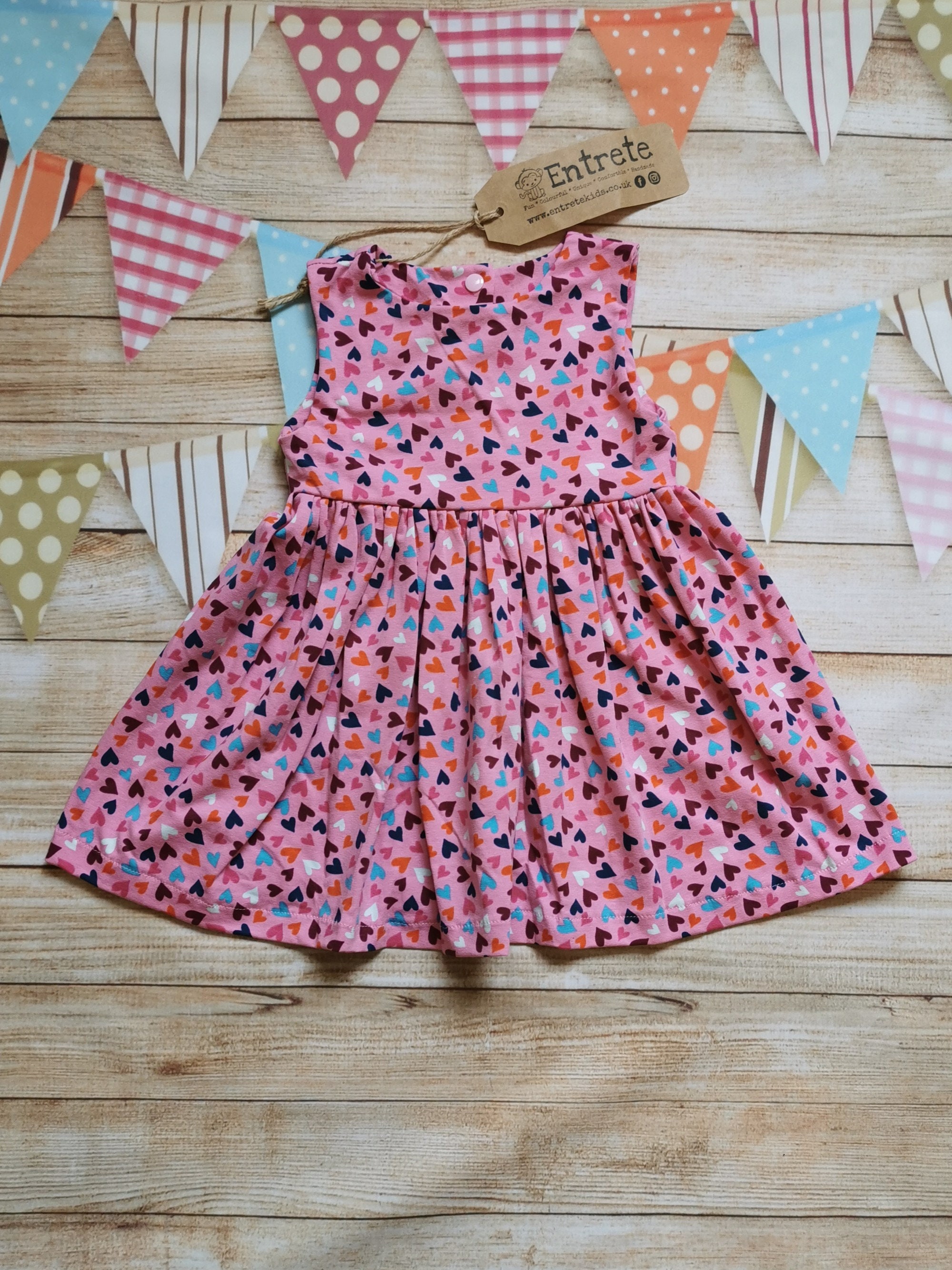 Pink Hearts Dress / Pink Mini Hearts Dress / Girls Dress / | Etsy