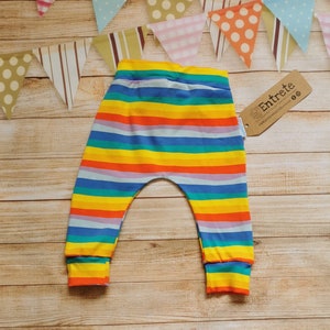 Rainbow Stiped Joggers Colourful Harem Joggers Baby Harem Pants Baby Gift Joggers and Top Rainbow Striped Pants Unisex Trousers image 2