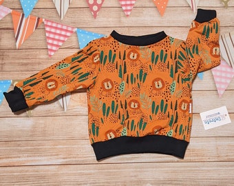 Orange Lions Sweatshirt | Kids Lion Top | Babies Lion Pullover | Unisex Kids Jumper | Unique Kids Clothing | Comfy Kids Sweatshirt