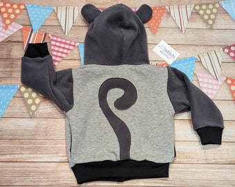 Fun Cat Hoodie | Kids Reversible Hoodie | Babies Animal Top | Cat's Tail Jumper | Hooded Sweatshirt | Fun Animal Clothing | Kids Cat Hoodie