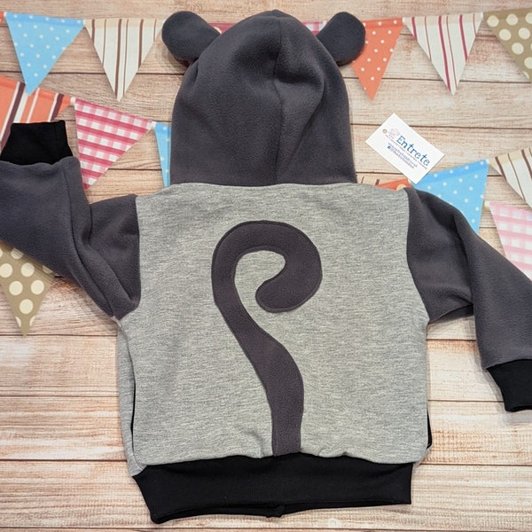 Fun Cat Hoodie | Kids Reversible Hoodie | Babies Animal Top | Cat's Tail Jumper | Hooded Sweatshirt | Fun Animal Clothing | Kids Cat Hoodie