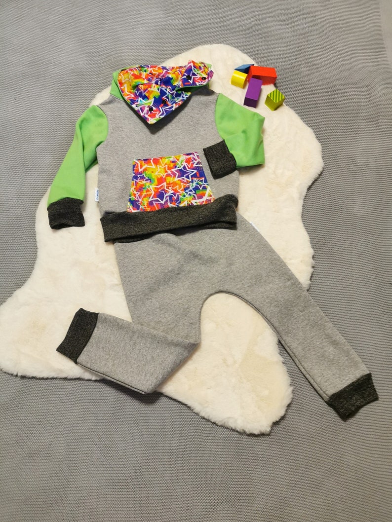 Grey with Colourful Stars Unisex Kids Trousers Unique Kids Pants Harem Joggers Unisex Kids Pants Jogging Bottoms Harem Pants