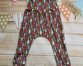 Grey Lightning Pants | Unisex Kids Joggers | Kids Jogging Bottoms | Kids Harem Pants | Cute Babies Trousers | Glow In Dark | Fun Joggers