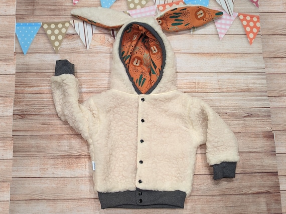 Sherpa Bunny Hoodie Orange Lions Bunny Hoodie Reversible Kids