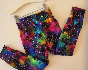 Kids Leggings - Colourful Speckled Galaxy