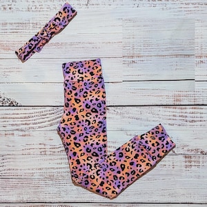 Pink Leopard Leggings | Colourful Girls Leggings | Girls Leopard Print Leggings | Soft Baby Trousers | Animal Print Pants | Fun Leggings