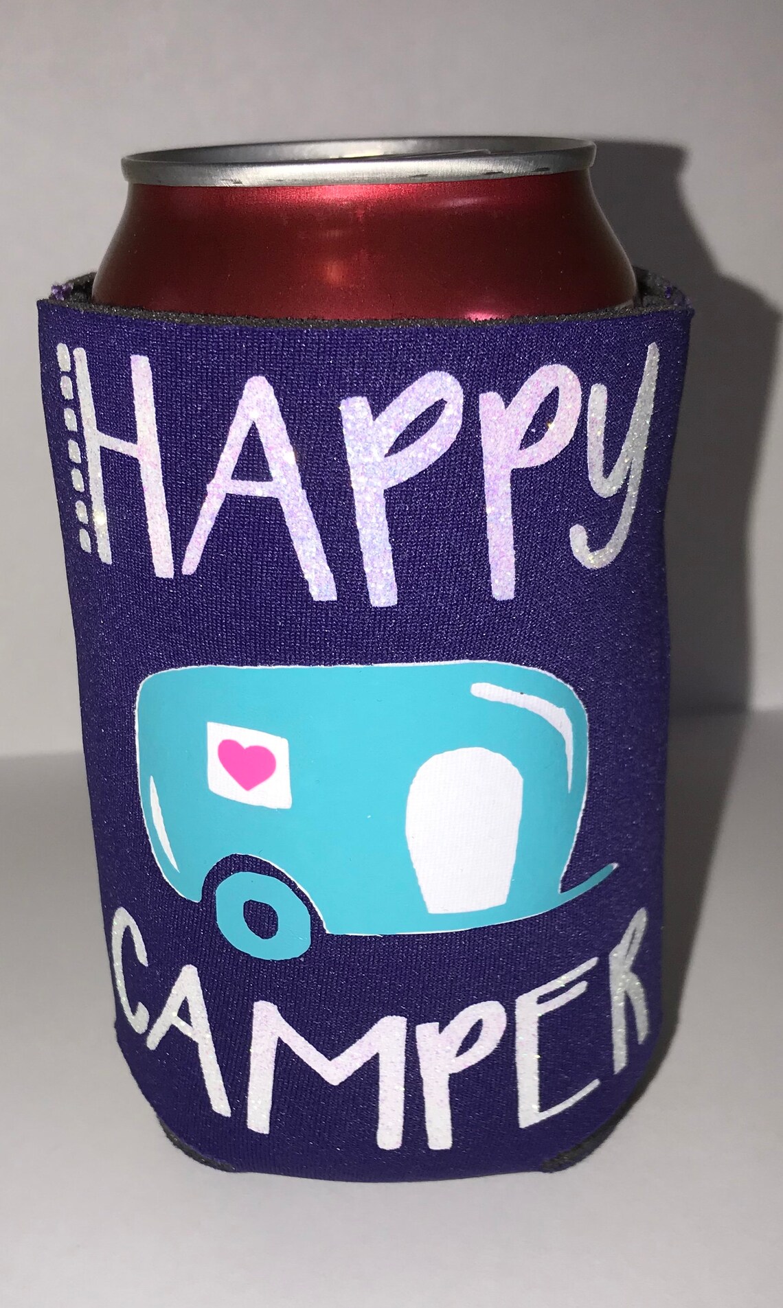 Happy Camper Koozie Camping Can Cooler Custom Made Etsy