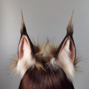 Realistic animal ears,Wolf ears headband,Fox ears,Halloween costume,Costume tail and ears,Cosplay,Brown ears headband,Faux fur ears