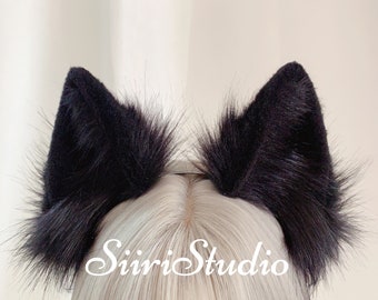 Wolf ears black|Wolf ears headband|Wolf plush toy|Wolf ears cosplay|Black animal ears headband|Black beast ears cosplay|Furry wolf ears