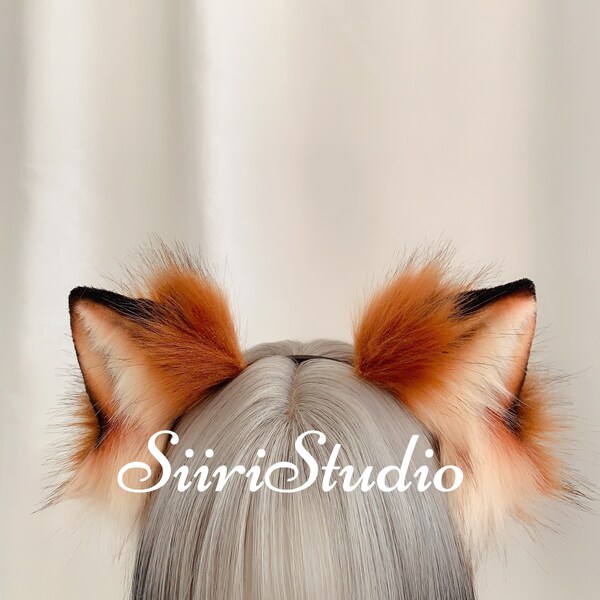 Orange red fox ears headband|Red fox ears cosplay|Brown animal ears headband|Plush beast ears cosplay|Furry fox ears headband adult