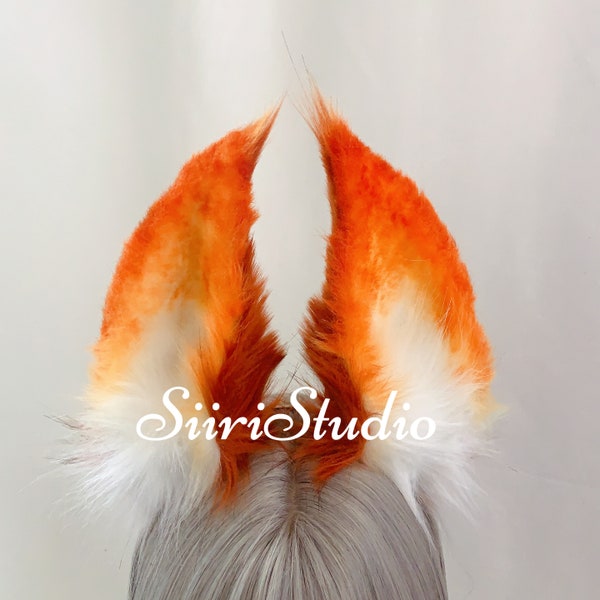 Flame Fox furry ears orange headband|Plush fox ears cosplay|Orange red fox ears headband|Halloween costume ears|Fursuit animal ears