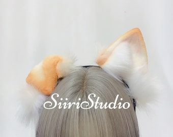 Realistic dog ears headband cosplay|Plush yellow/brown dog ear cosplay|Furry animal ear for adult&kid|Halloween cosplay ear|Beast fluffy ear