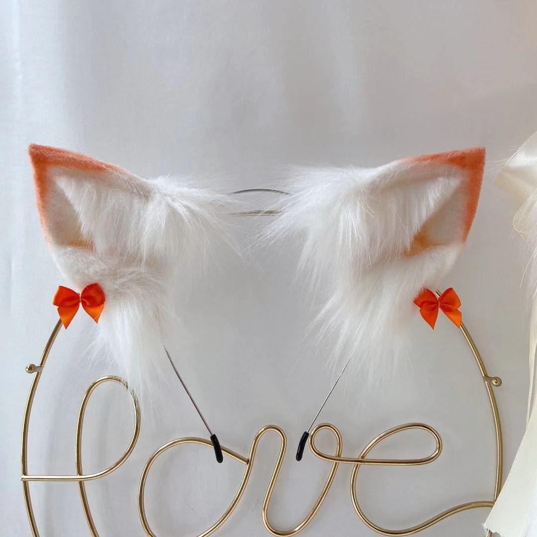 White fox ears and tail setWhite wolf ears and tail Etsy