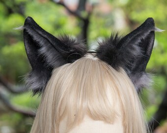 Wolf ears headband,Black wolf ears,Werewolf ears,Anime ears,Animal ears,Cosplay ears,Costume ears,Azur Lane,Hyena ears,Coyote ears