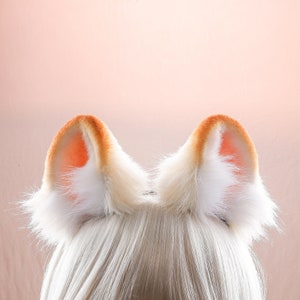 Cute orange hamster ear headband,Orange Neko ears headband,Orange cat ears,Dog ears,Fox ears,Wolf ears,Cosplay,Plush ears,Anime ears