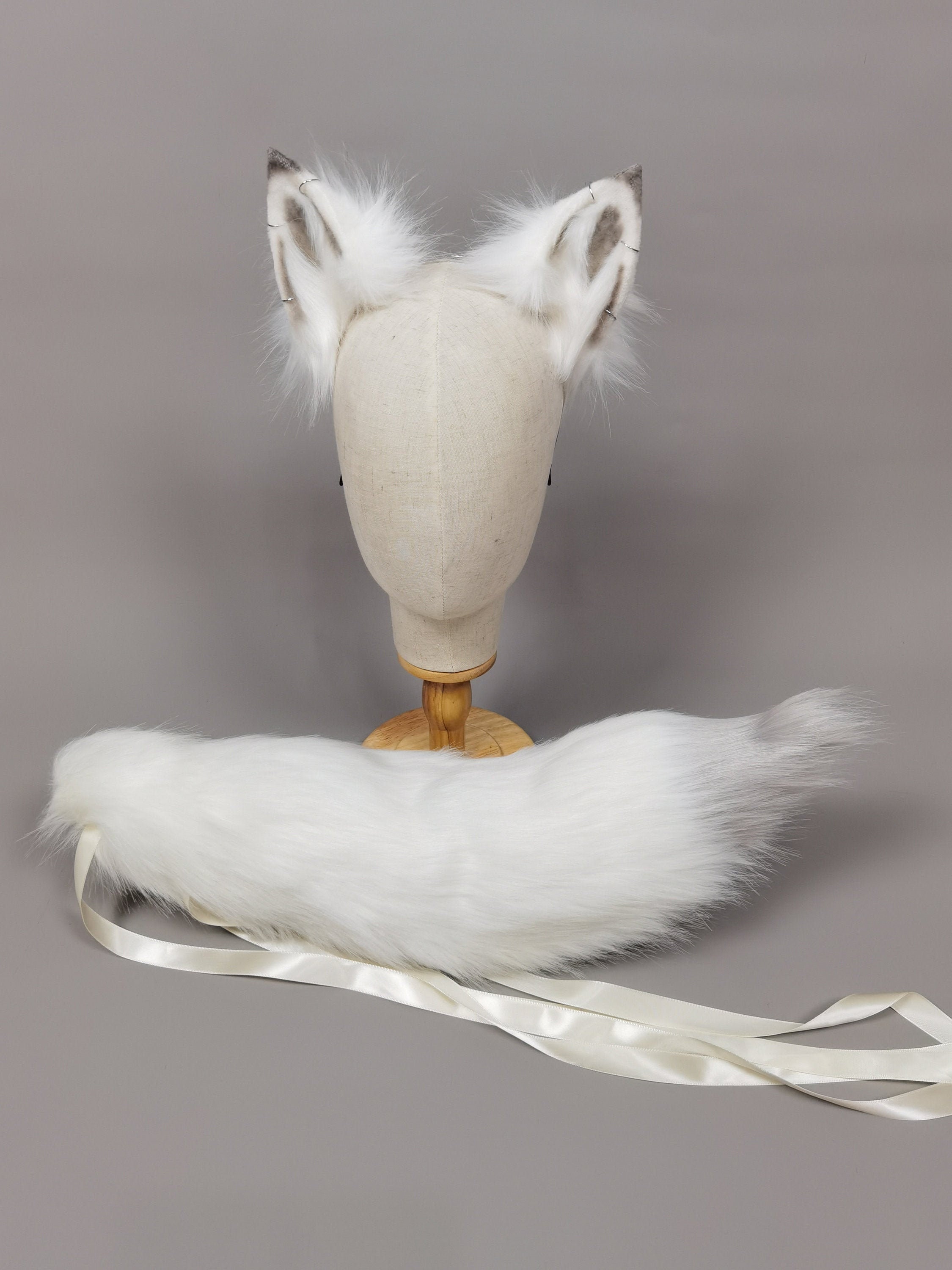 White wolf ears and tail setWhite fox ears and tail Etsy