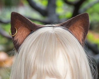 Realistic Animal ears,Anime ears,Fox ears headband,Wolf ears brown,Cosplay ears,Faux fur ears,Costume ears,Arknights Skyfire ear