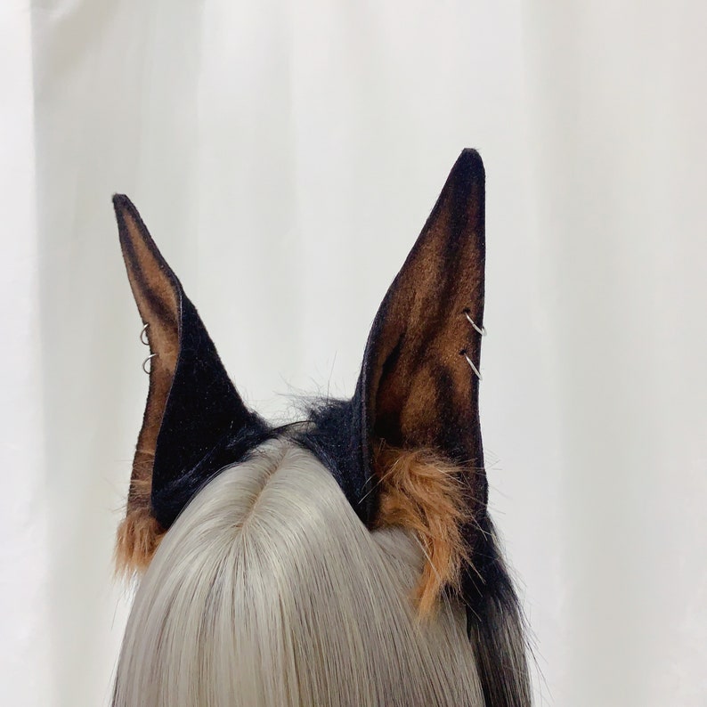 Black Brown Doberman Pinscher Animal Ears Headband with the Hoops,Halloween Beast Ears Headband Cosplay,Video Game Role Ghost Ears image 3