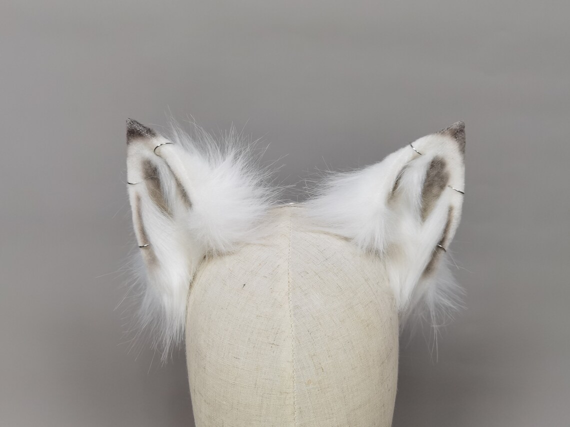 White wolf ears and tail setWhite fox ears and tail Etsy