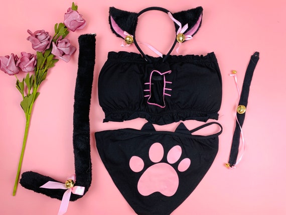 Sexy Women Underwear Set,sexy Cat Underwear,sexual Underwear,kawaii  Underwear,lolita Underwear,cat Ear and Tail Set,neko Ear,kitty Neck Bell -   Canada