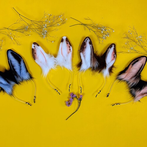 Kawaii White Bunny Ears and Tail Setwhitepink Rabbit Ears Etsy