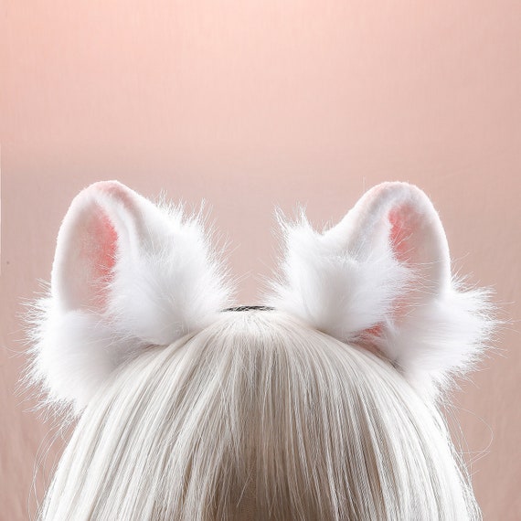 White Furry Hamster Ears,cute Hamster Ears Headband,white Dog Ears