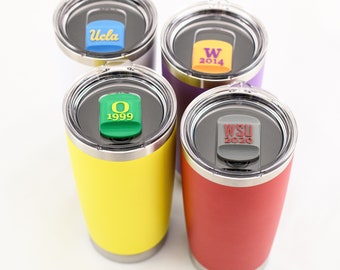 3D printed College Alumni Tumbler Lid Magnetic Sliders.