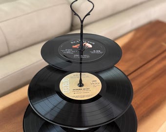 3-laags cupcakestandaard geüpcycled vinylplaten: Elvis Decor