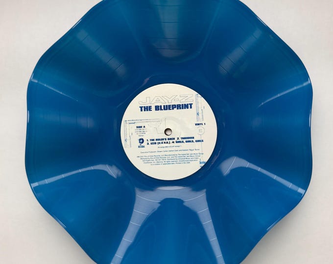 Record Bowl Upcycled 12” Blue Vinyl Record - The Blueprint