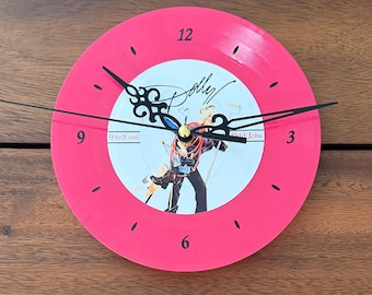 Upcycled Dolly Parton vinylplaten klok: roze 7" muurdecoratie / muziekkunst