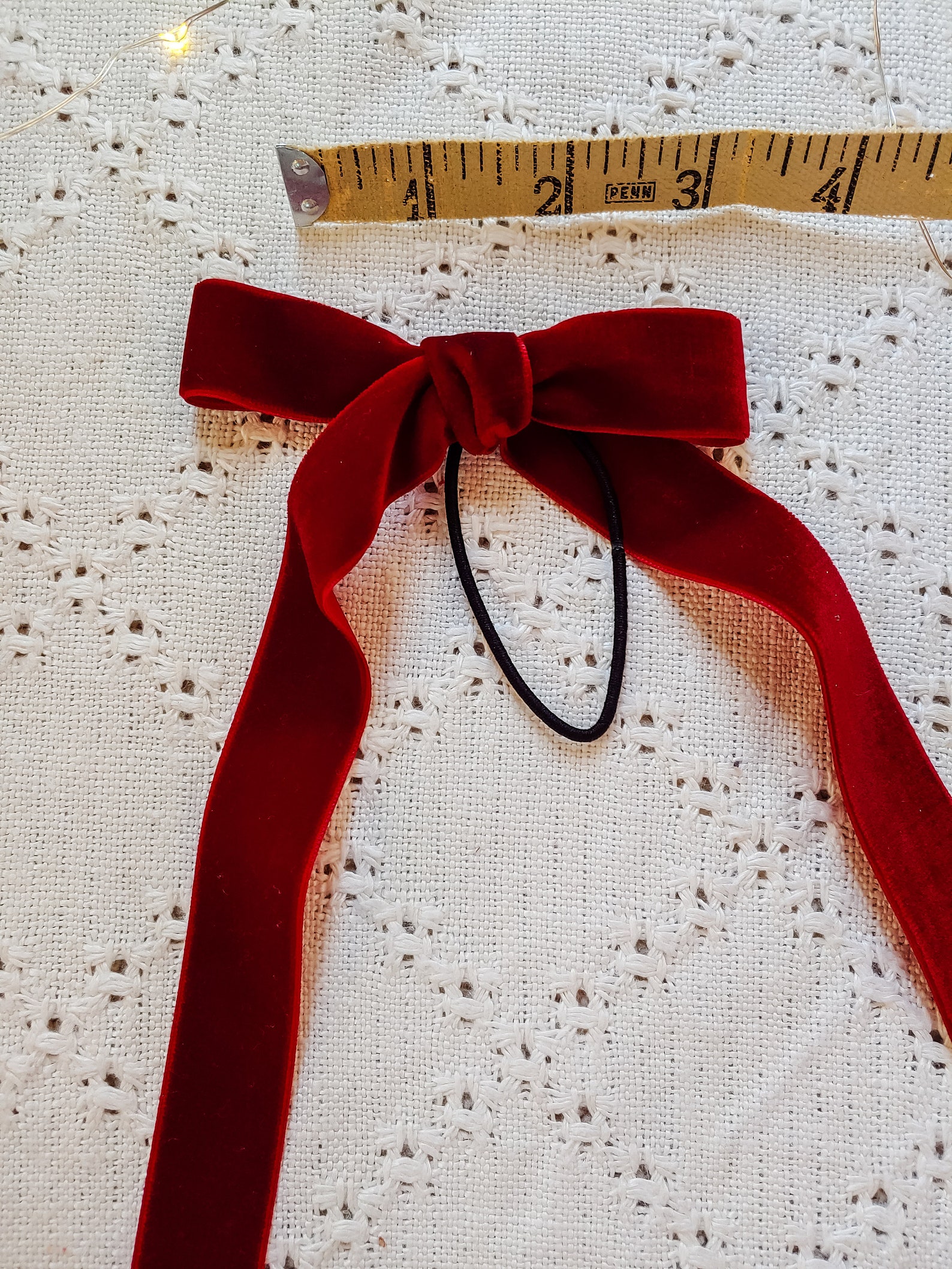 Velvet Ribbon Hair Tie Bow Handmade Pink Blue Red or Green Etsy
