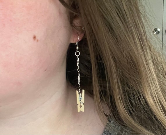 Clothespin Earrings Funky Earrings Lesbian Earrings Etsy