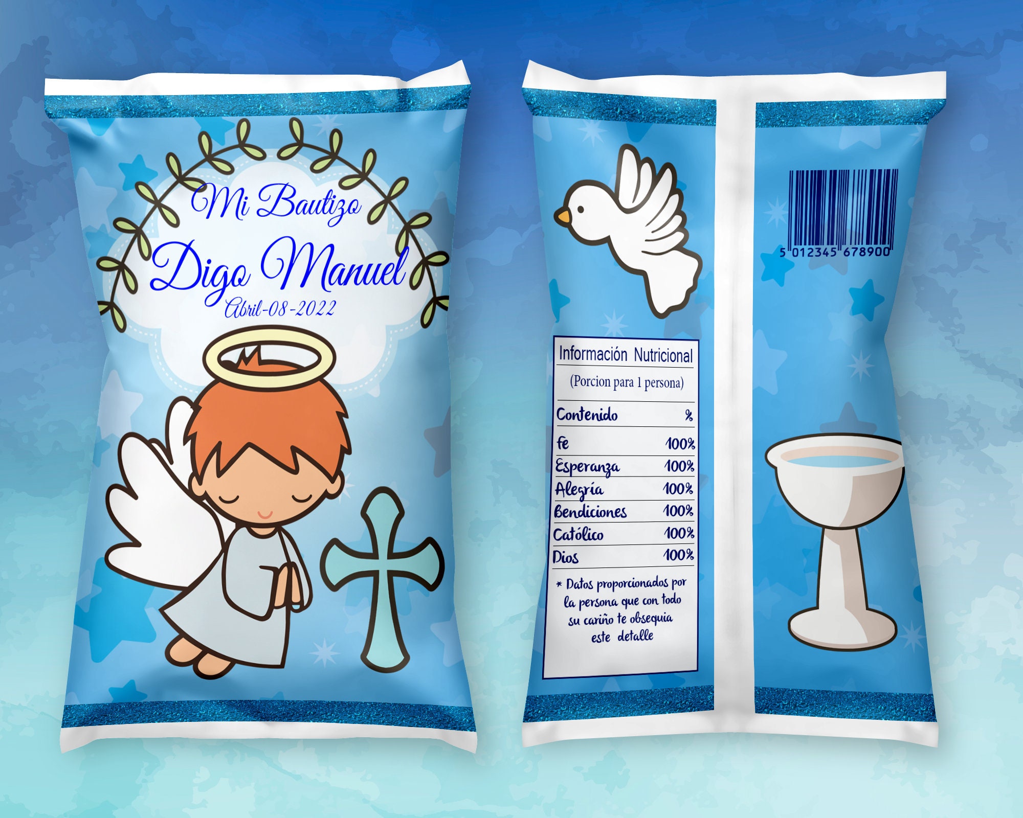 Mi Bautizo Recuerdo Mi Bautizochip Bag My Baptism Editable Chip Bag My ...