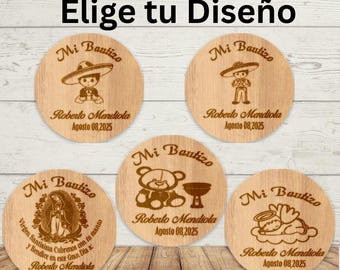 Recuerdos para Bautizo Personalizados abridor de botellas magnetico de bambu grabado a laser
