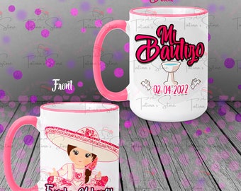 Personalized Baptism Mug, Charrita Design, Christening Favor (11oz)