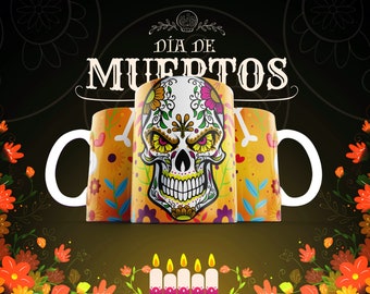 Dia de Muertos Color Changing Mug, Day of the dead Mug, mug sugar skull mug, Calavera gift human skull cup all saints' day of the dead gift