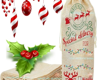 Burlap Wine Gift Personalized Wine Bag Christmas Wine Bag