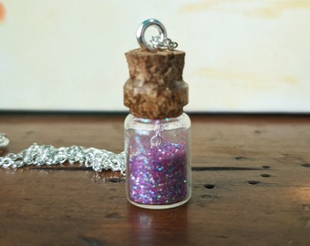 Cute Pixie Dust Glitter in a Bottle Necklace
