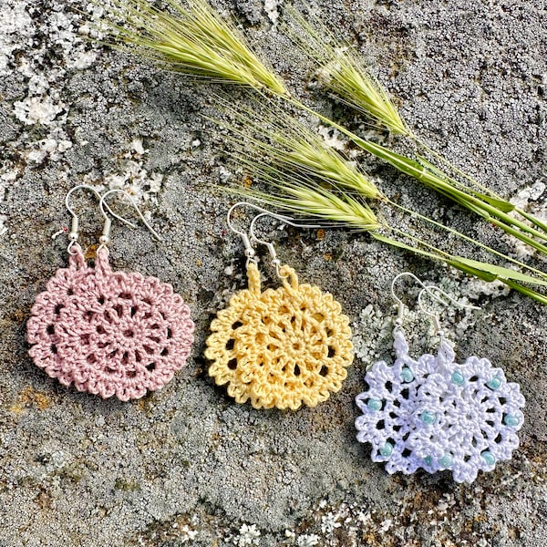 Sunburst Crochet Earrings Pattern PDF Download