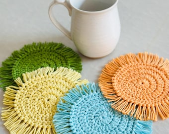 Patrón de crochet para tapete de taza en espiral (PDF)